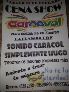 afiche cena show febrero - club 25 de agosto